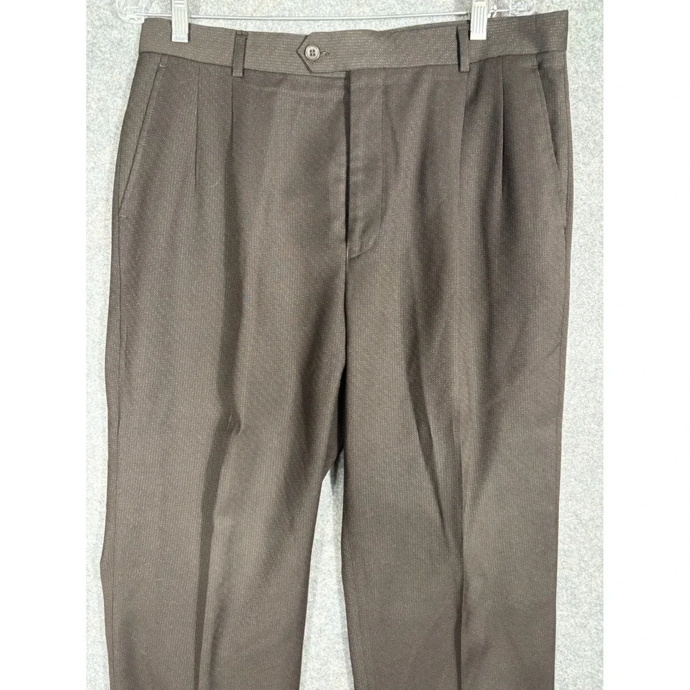 BERTUCCI‎ Men's Flat Front Dress Pants Brown Pleated Waist 34 Inseam 30